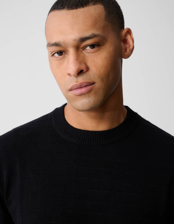 Structuur Gebreide Trui Zwart SHOEBY MEN