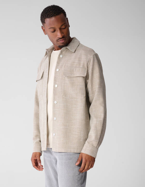 Melange Check Overshirt Zand SHOEBY MEN