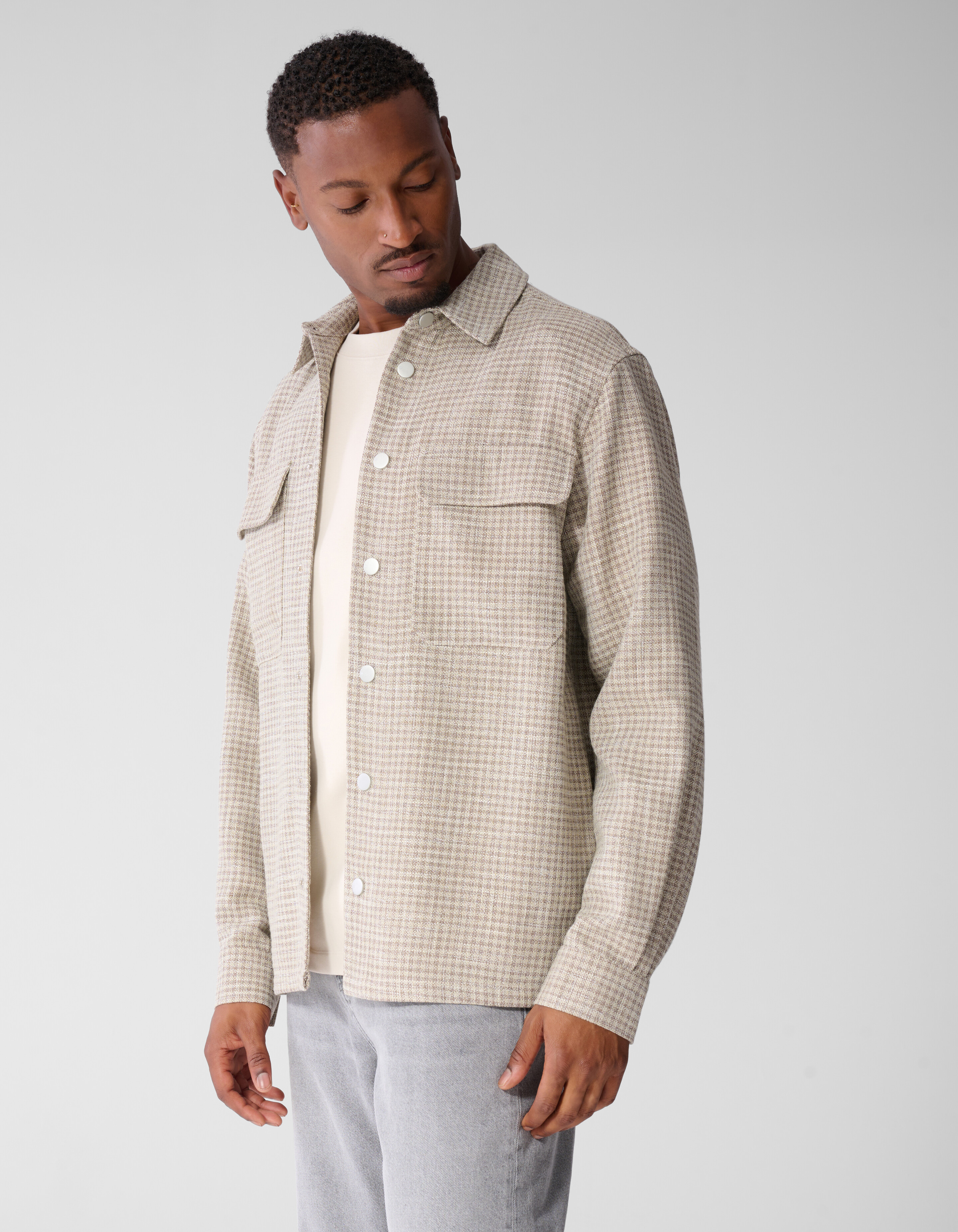 Melange Check Overshirt Zand SHOEBY MEN