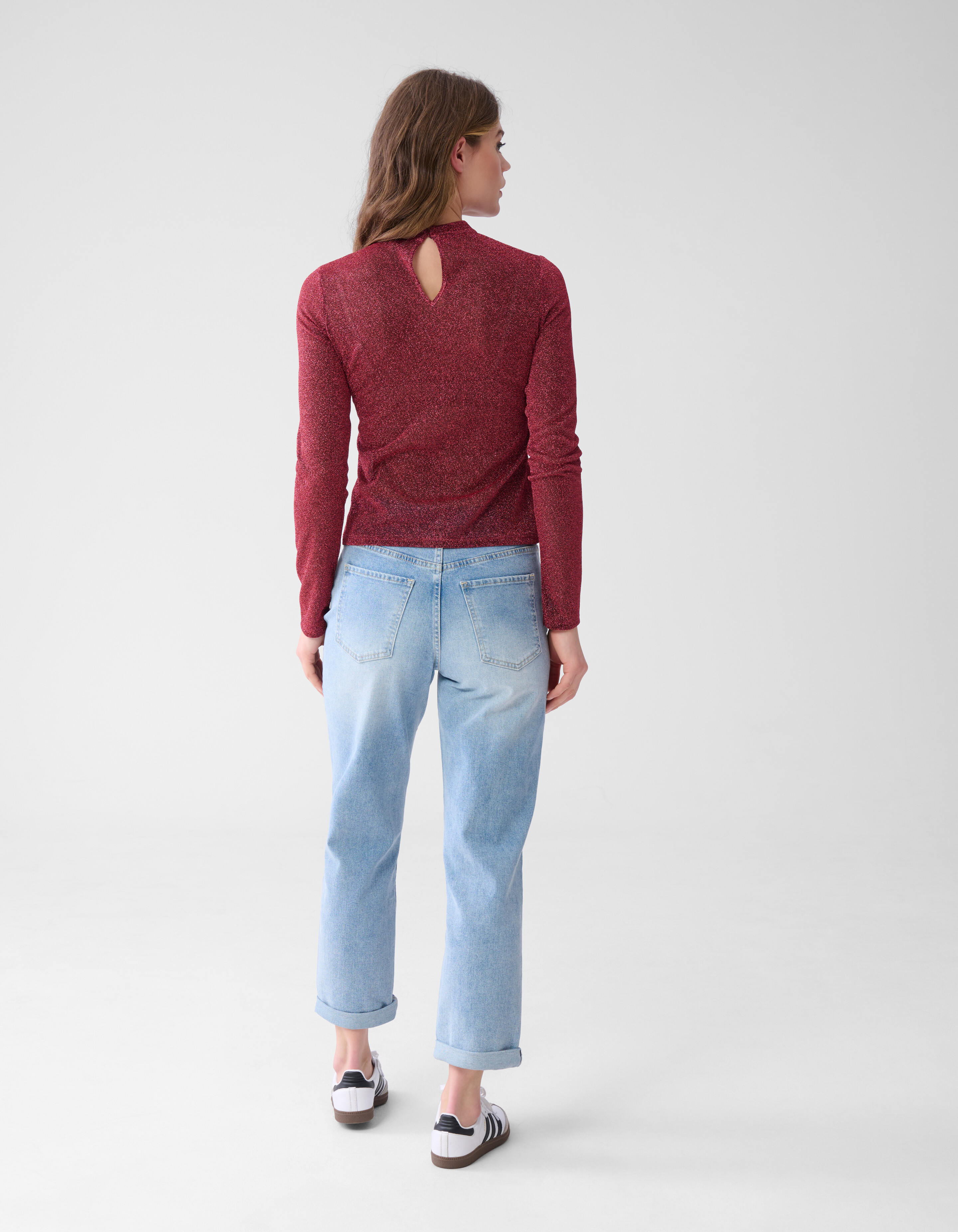 Lurex Glitter Top Donkerroze SHOEBY WOMEN