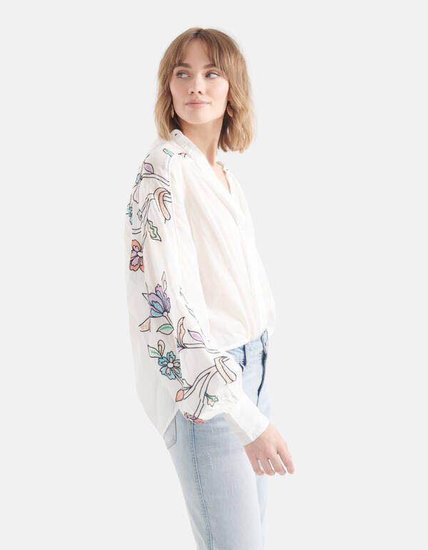 Geborduurde Blouse Gebroken Wit SHOEBY WOMEN