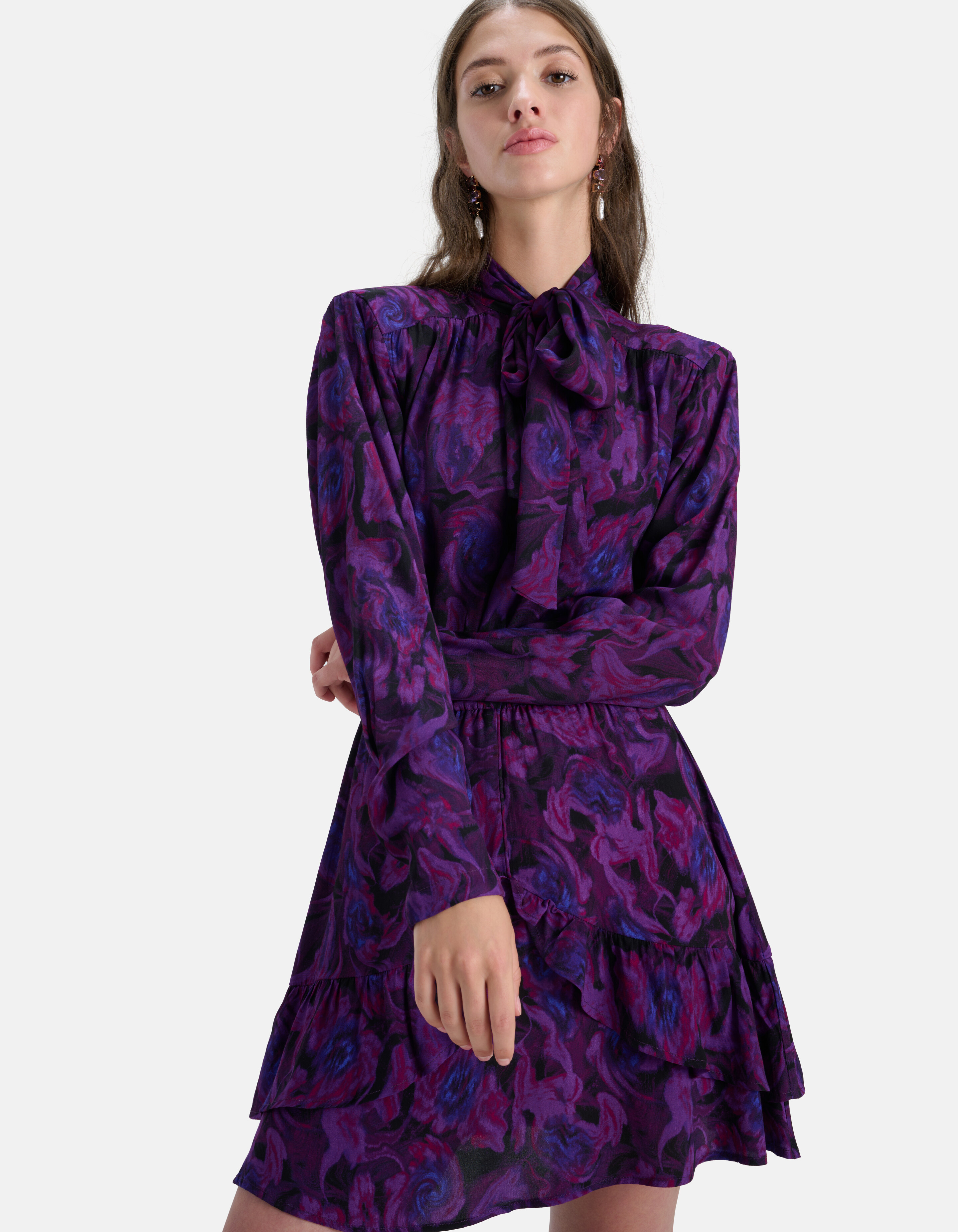 Bloemenprint Strik Jurk Paars SHOEBY WOMEN