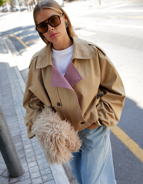 Oversized Cropped Trench Jack Camel SHOEBY WOMEN