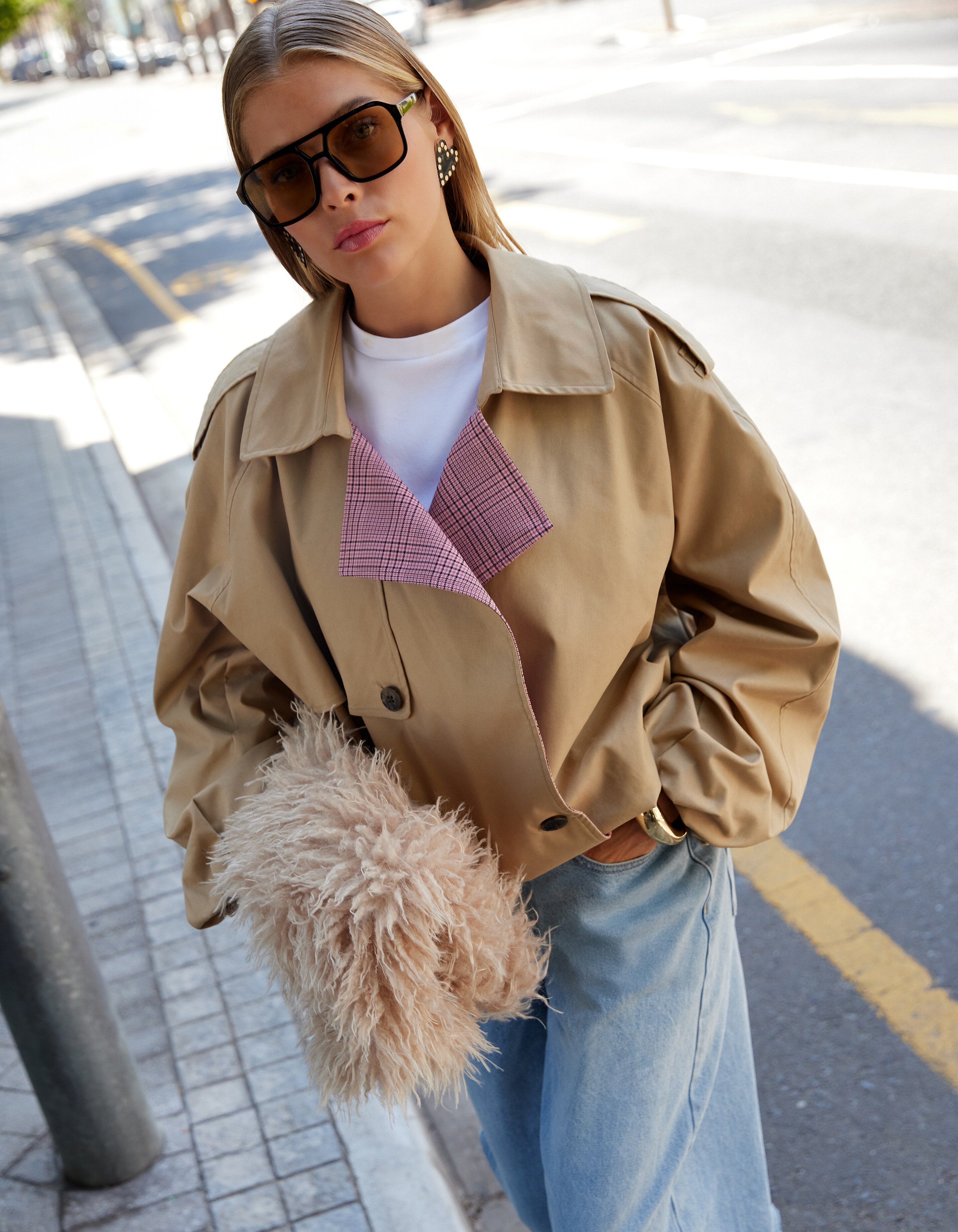 Oversized Cropped Trench Jack Camel SHOEBY WOMEN