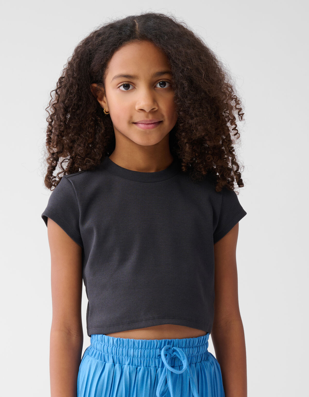 Rib Crop Top Donkergrijs SHOEBY GIRLS