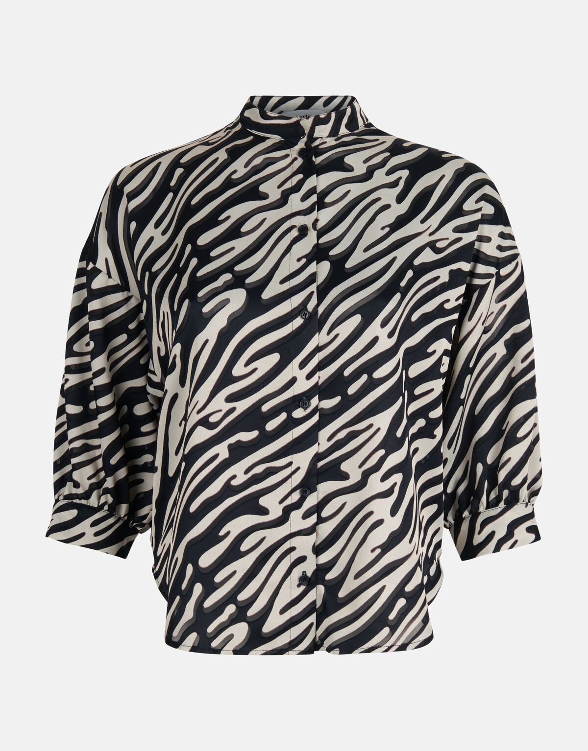 Zebra Burn Out Blouse Zwart/Wit SHOEBY WOMEN