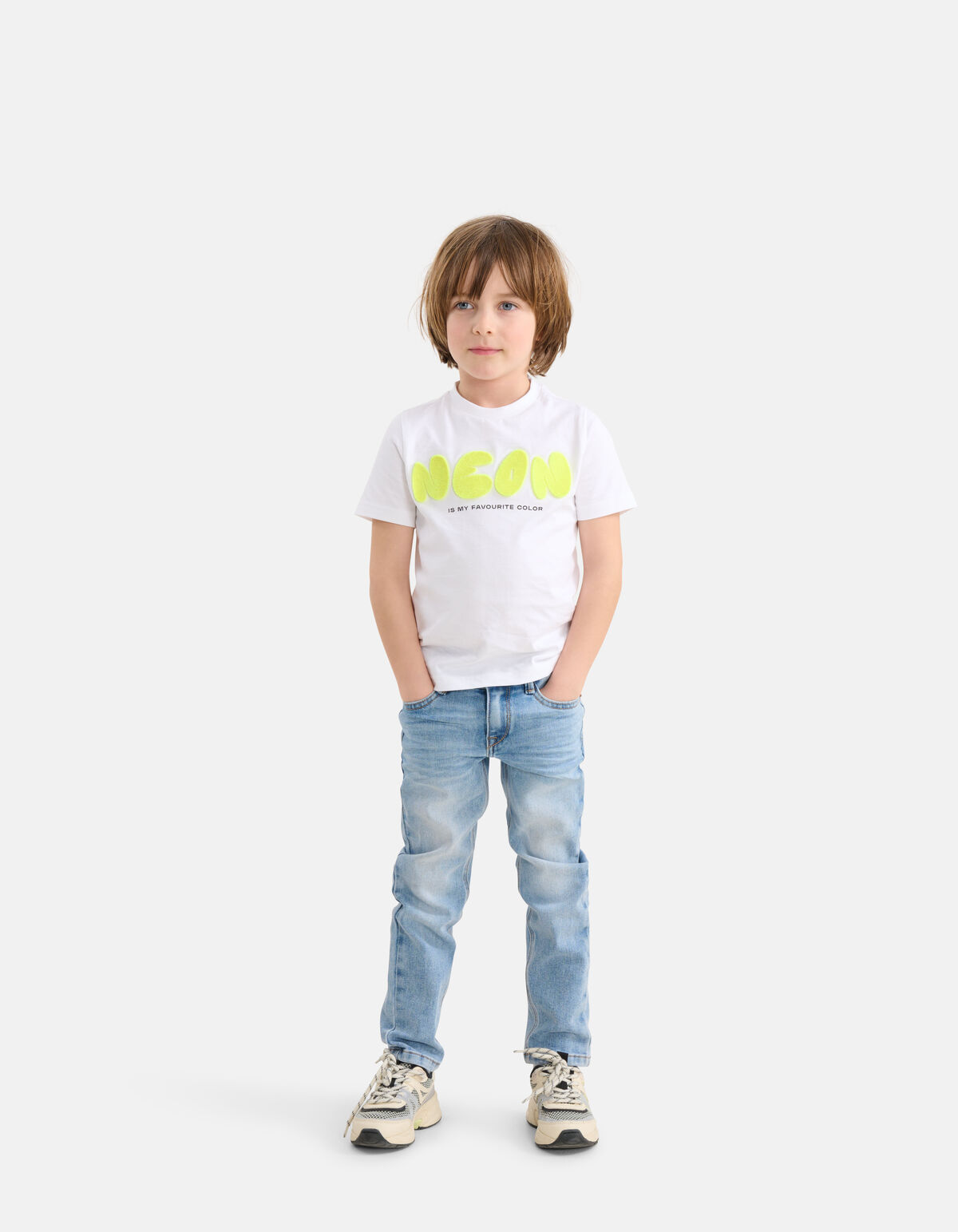 Neon Artwork T-shirt Wit SHOEBY BOYS