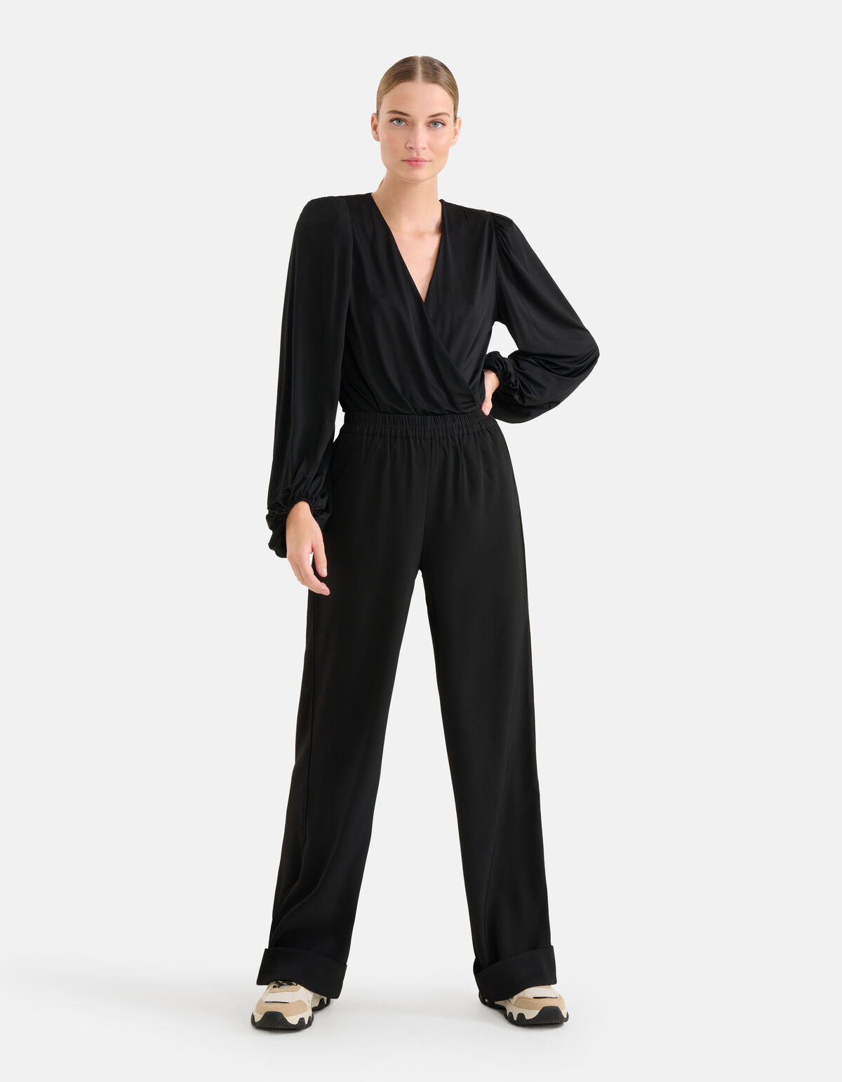 Omslag Wide Leg Broek Zwart SHOEBY WOMEN