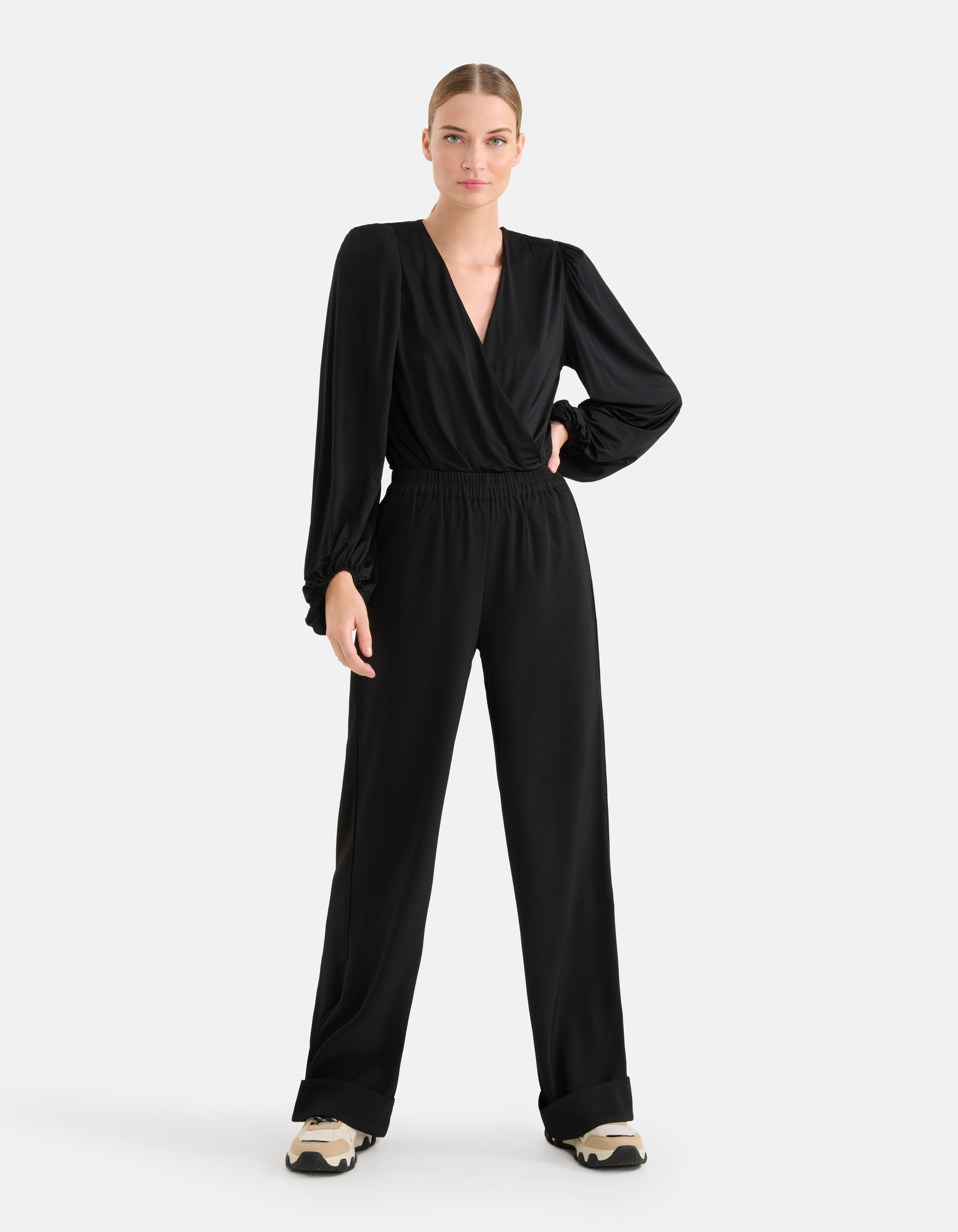 Omslag Wide Leg Broek Zwart SHOEBY WOMEN