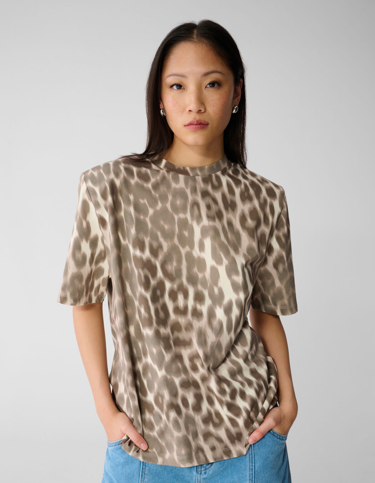 Leopard Padded T-shirt Lichtbruin SHOEBY WOMEN