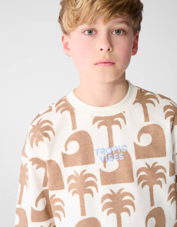Tropic Vibes Artwork T-shirt Gebroken Wit SHOEBY BOYS
