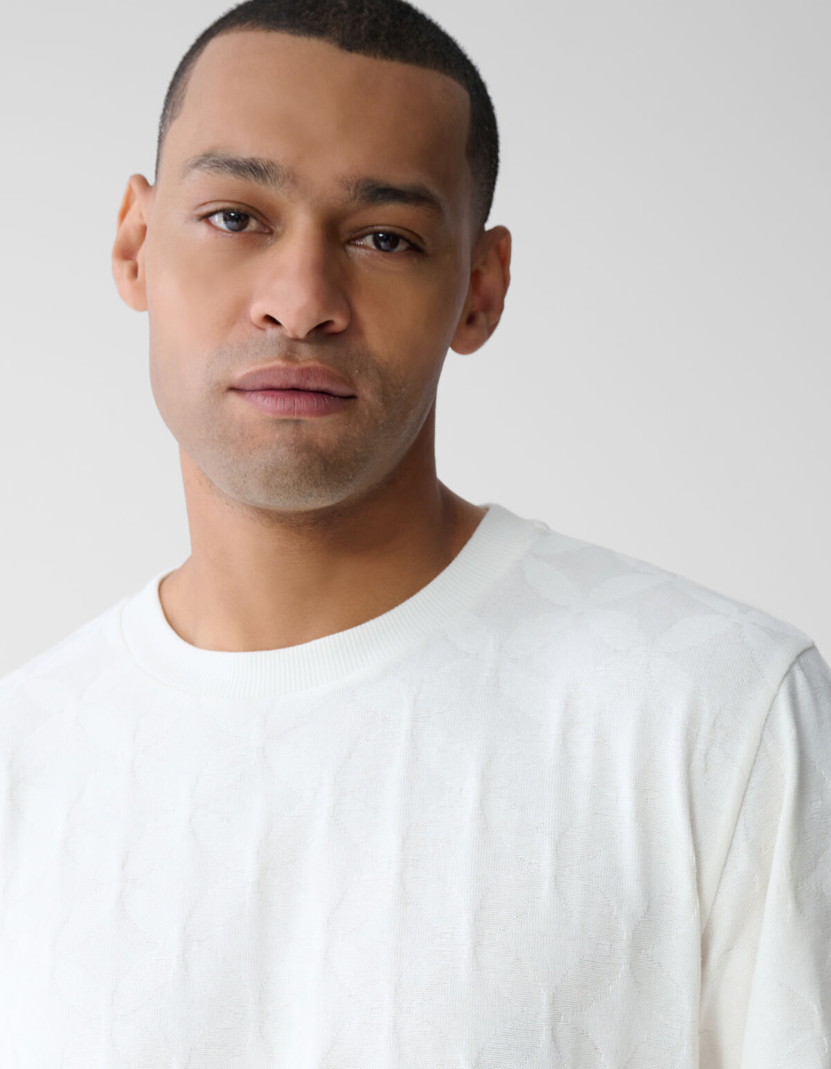 Jacquard Spark Logo T-shirt Gebroken Wit SHOEBY MEN