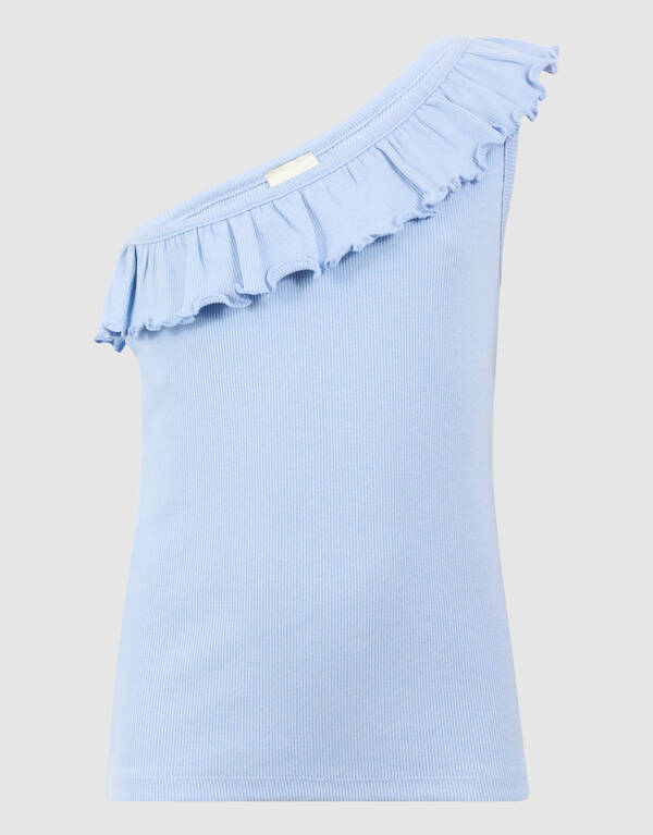 One Shoulder Rib Top Blauw SHOEBY GIRLS