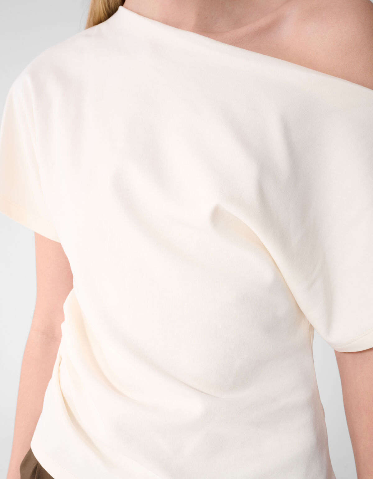 Pleated One Shoulder Top Gebroken Wit By Fred SHOEBY WOMEN