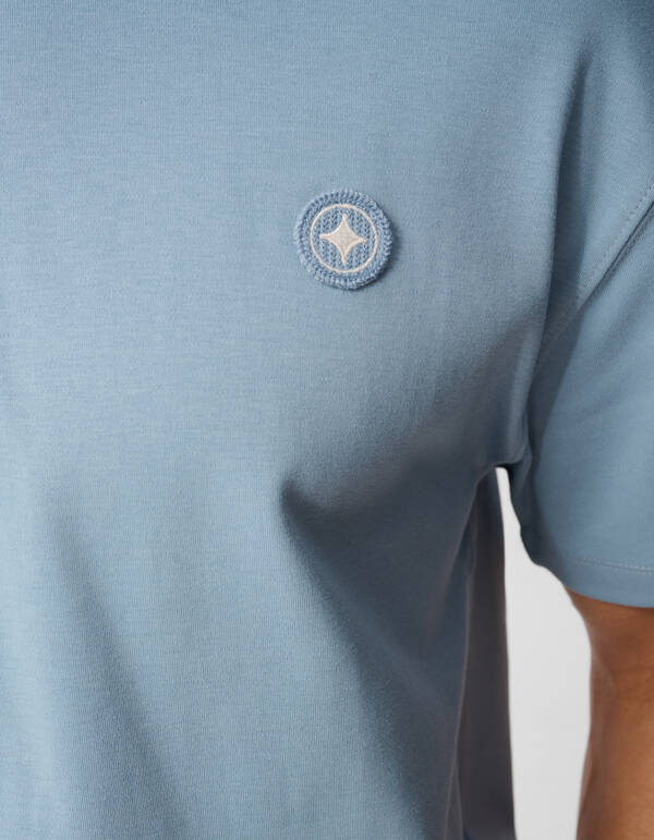 Structuur Badge T-shirt Lichtblauw SHOEBY MEN