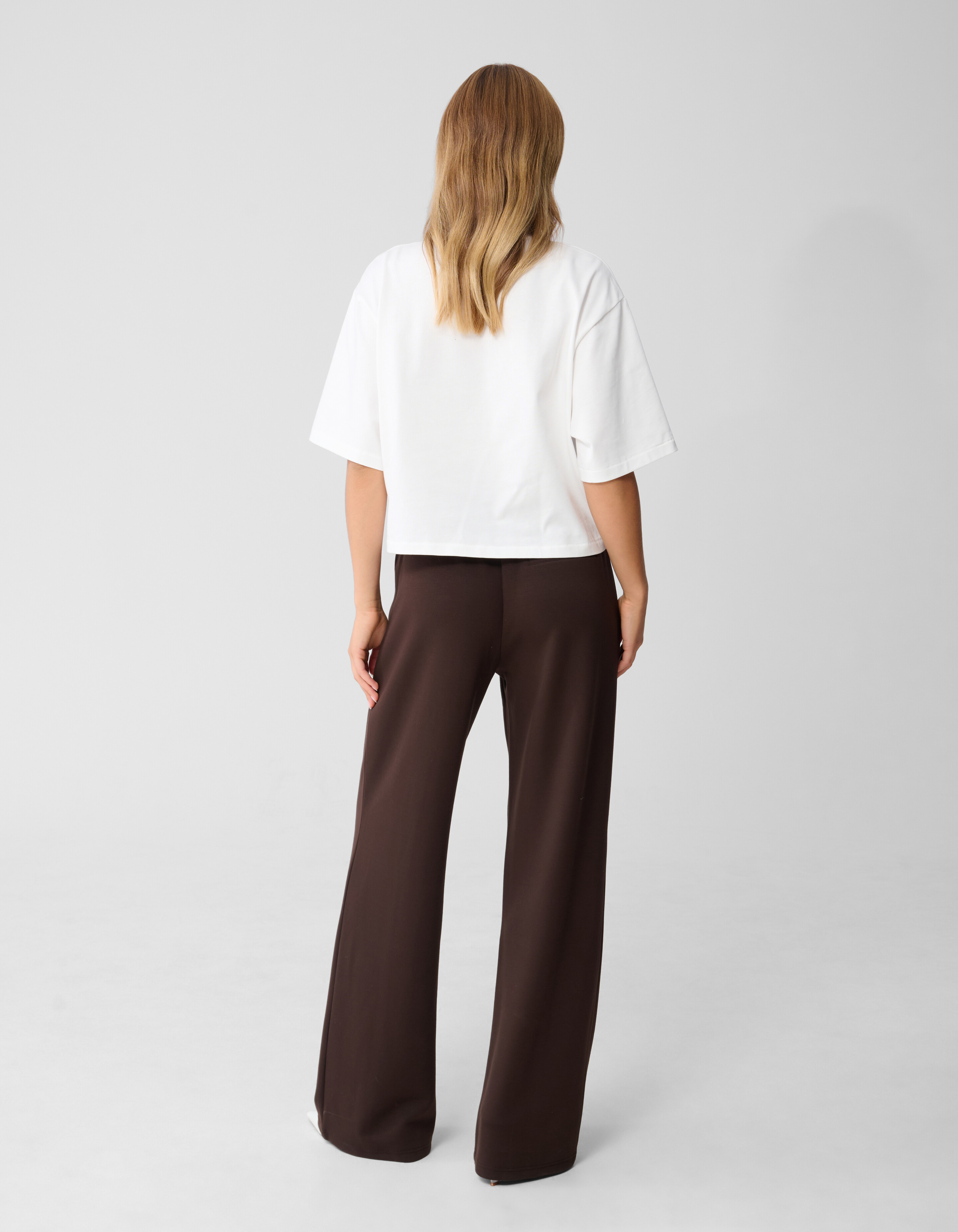 Kanten Wide Leg Broek Bruin SHOEBY WOMEN