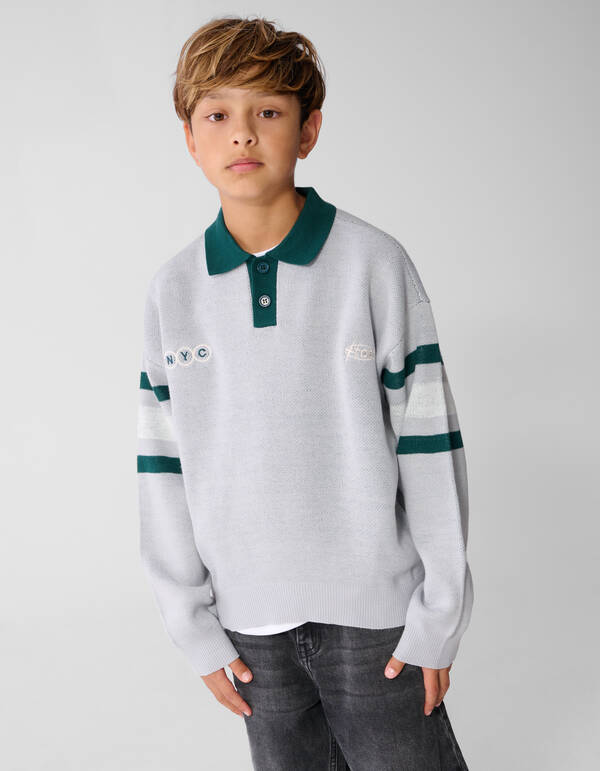 Gestreepte Polo Lichtgrijs SHOEBY BOYS