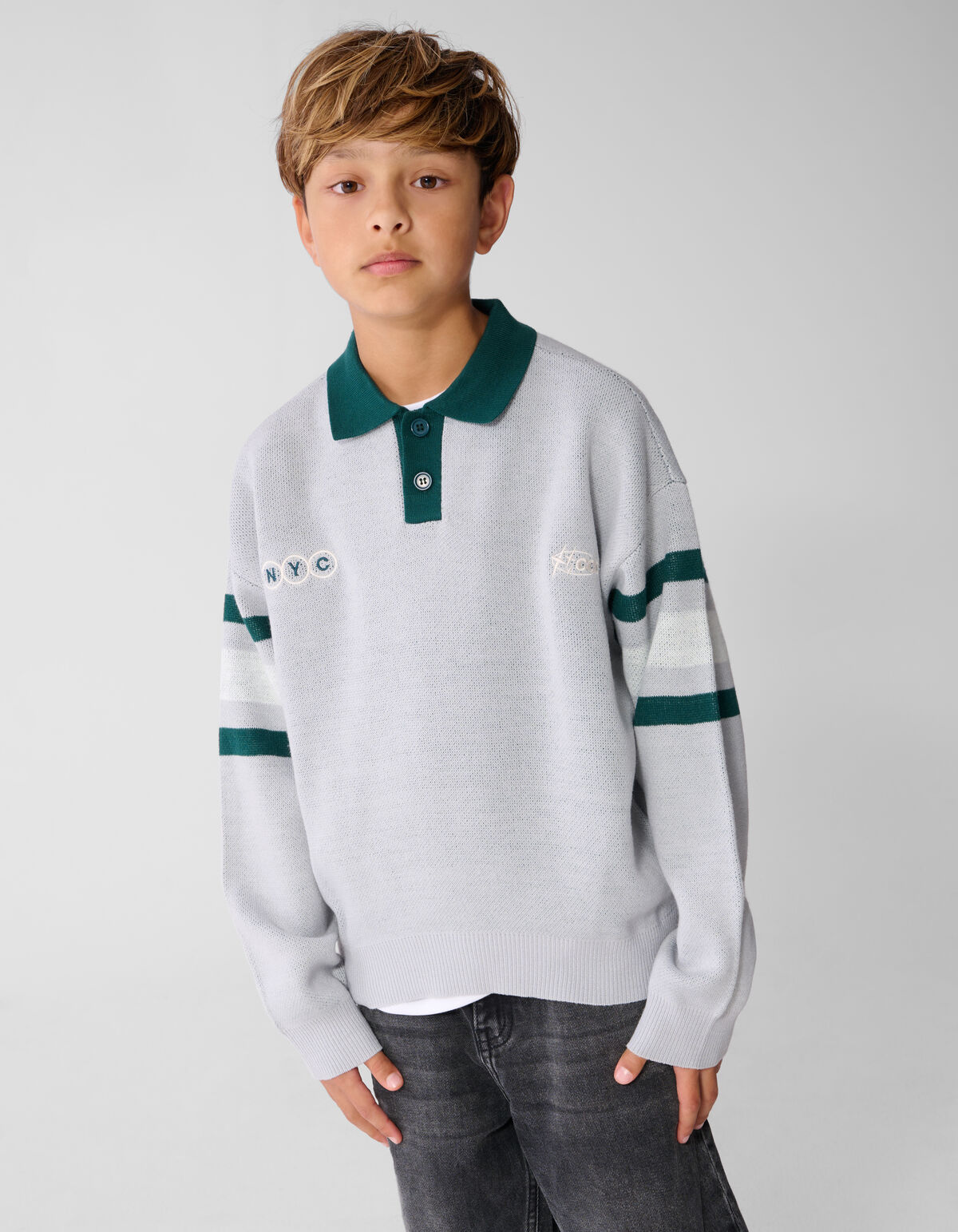 Gestreepte Polo Lichtgrijs SHOEBY BOYS