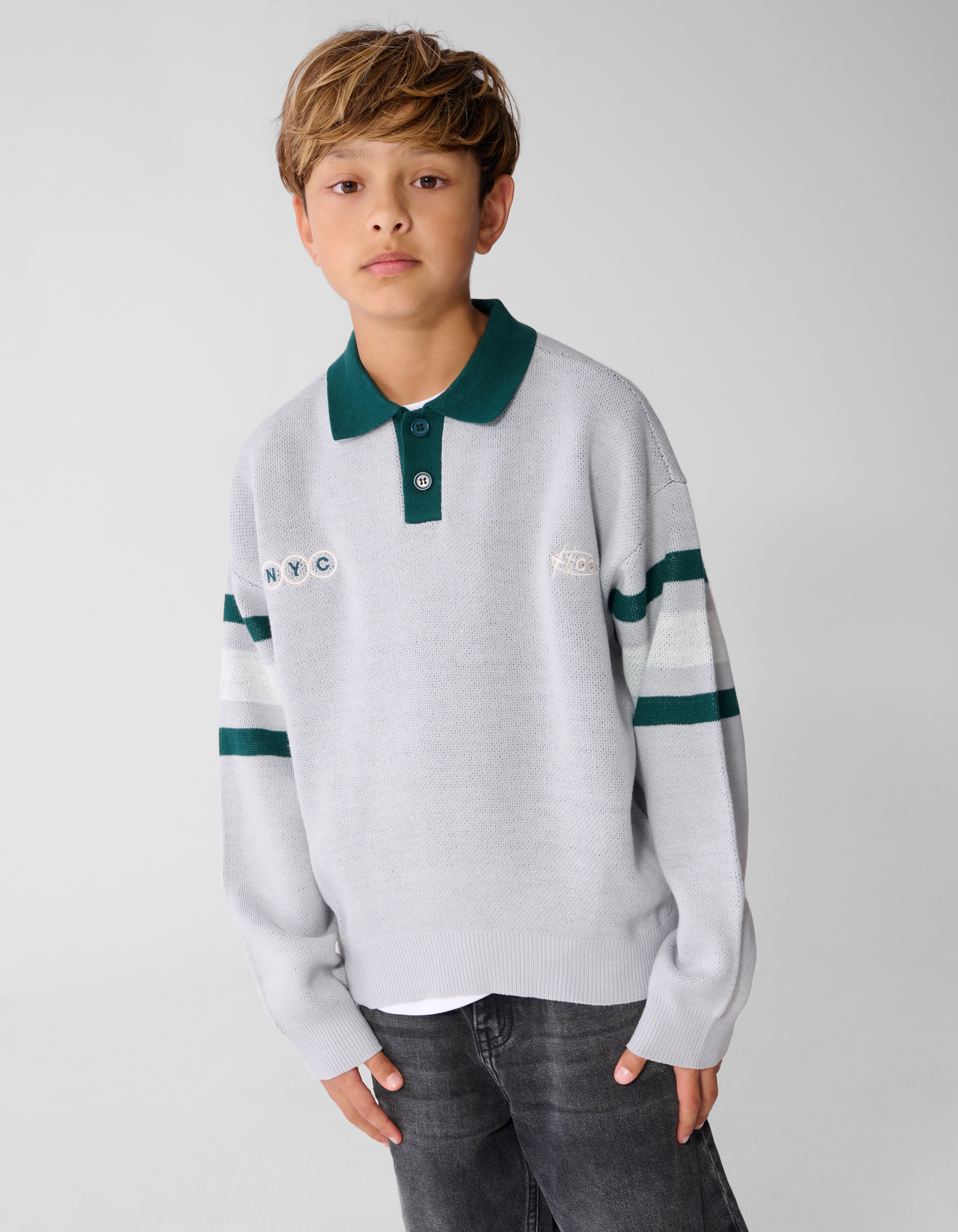 Gestreepte Polo Lichtgrijs SHOEBY BOYS