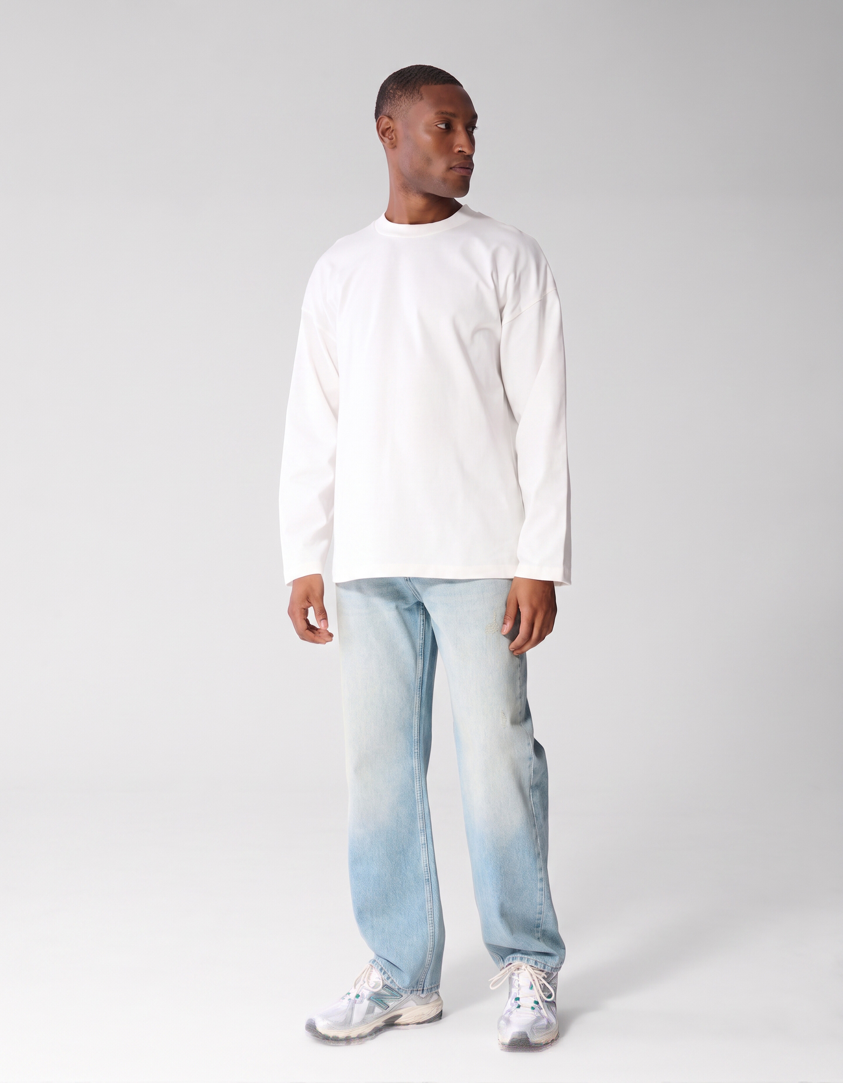 Basis Relaxed Fit Longsleeve Wit SHOEBY MEN