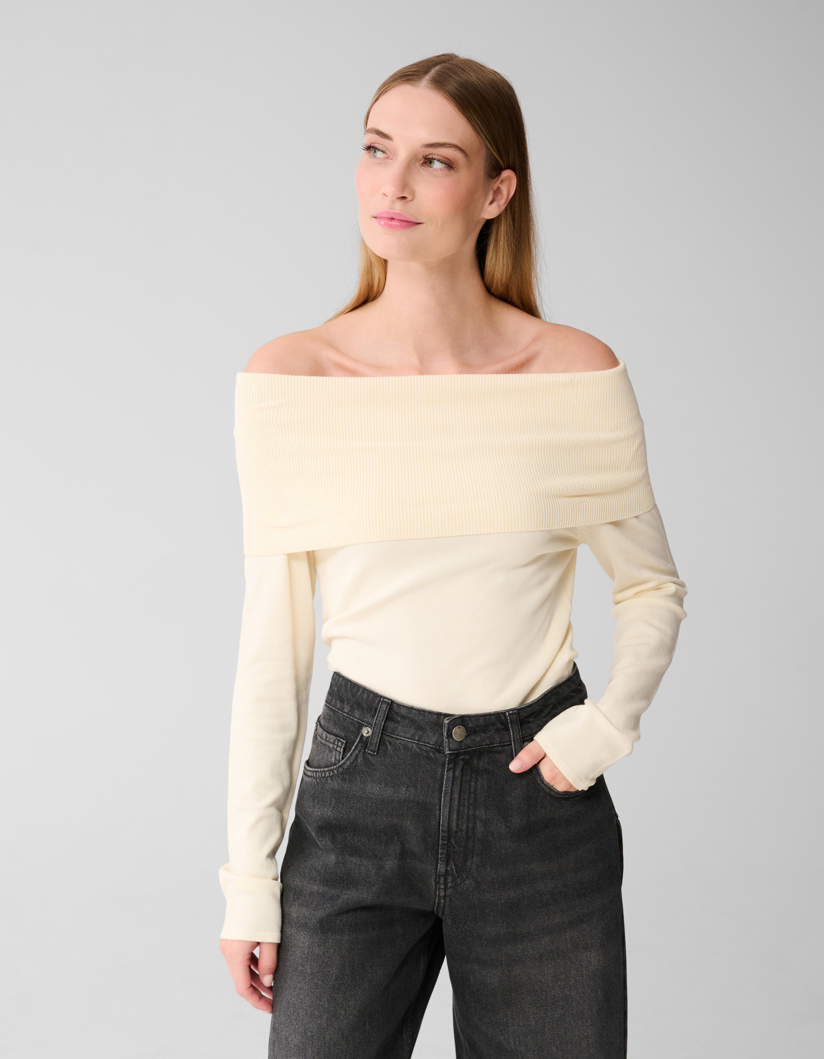 Off Shoulder Trui Gebroken Wit SHOEBY WOMEN