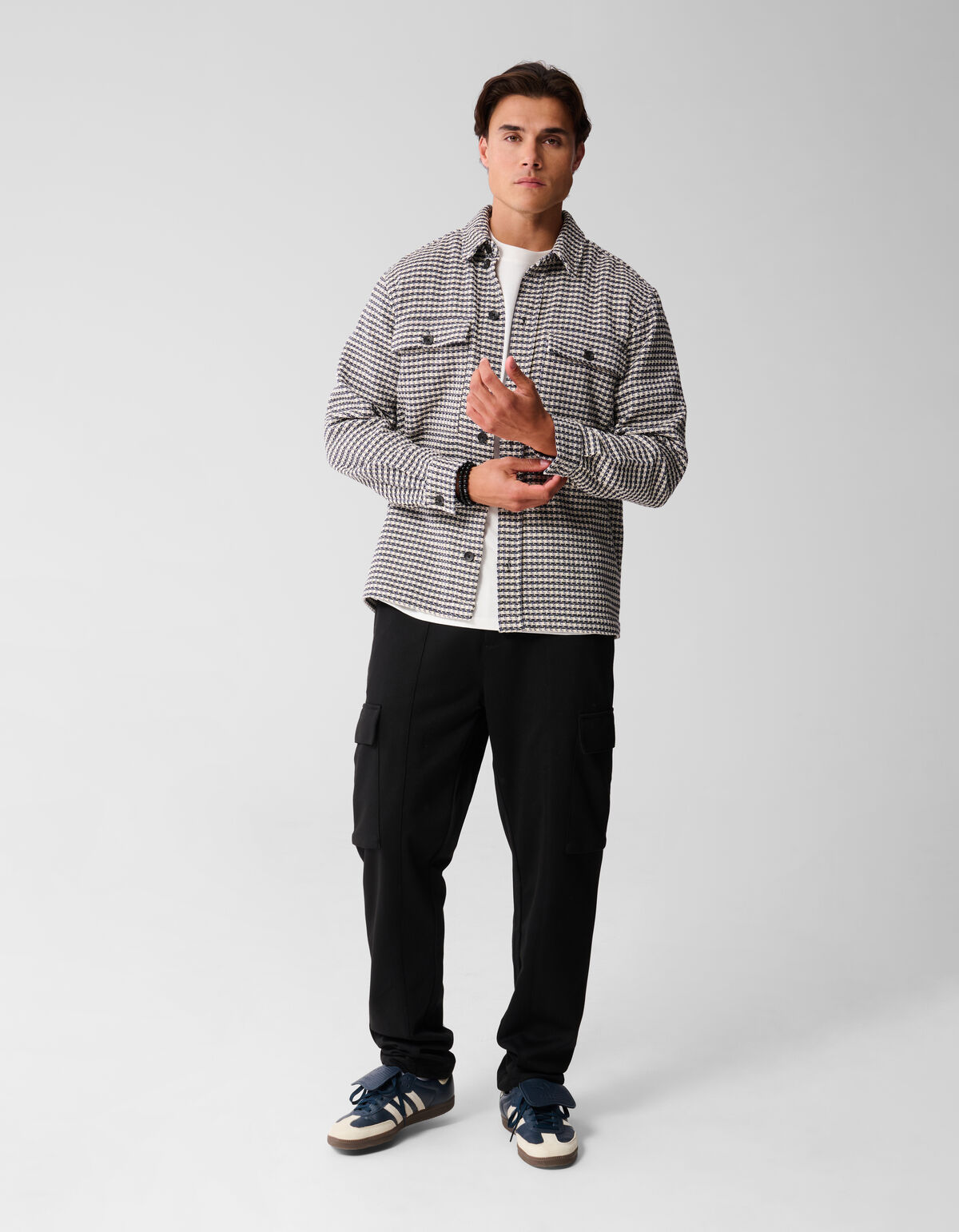 Pied De Poule Overshirt Zand SHOEBY MEN