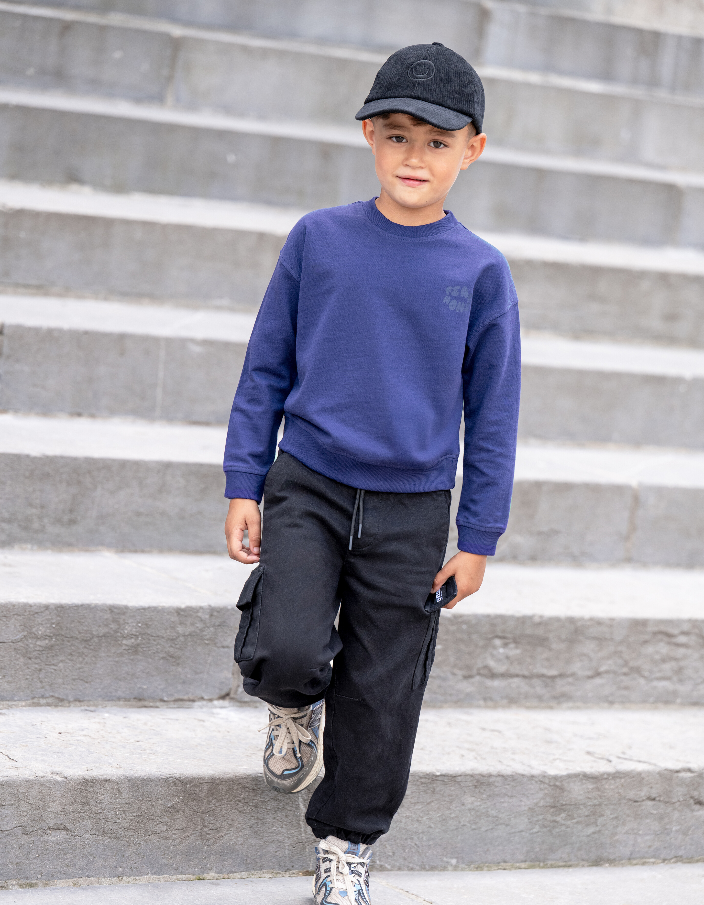 Loose Fit Cargo Broek Donkergrijs SHOEBY BOYS