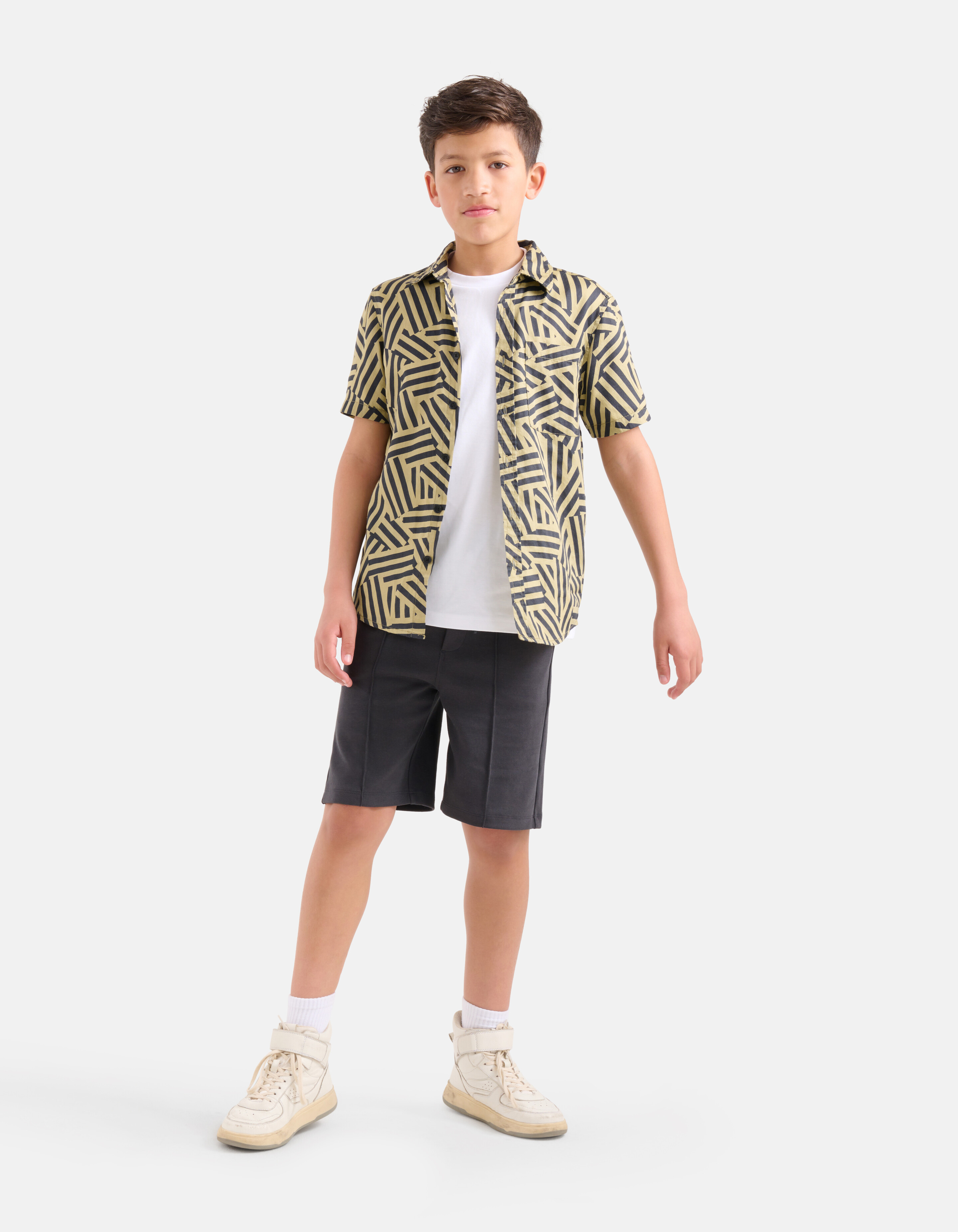 Geometrisch Overhemd Zand SHOEBY BOYS