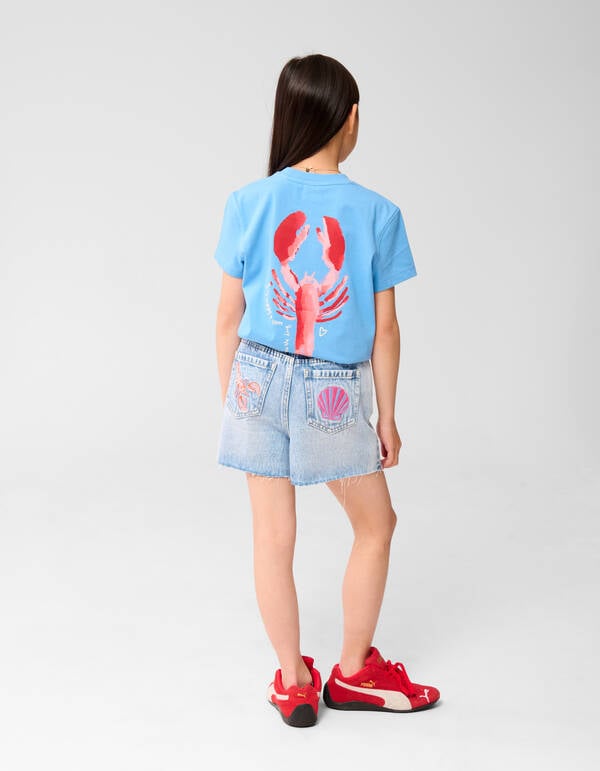 Kreeft Artwork T-shirt Lichtblauw SHOEBY GIRLS