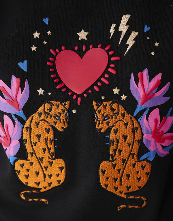 Tiger Artwork Sweater Zwart SHOEBY GIRLS