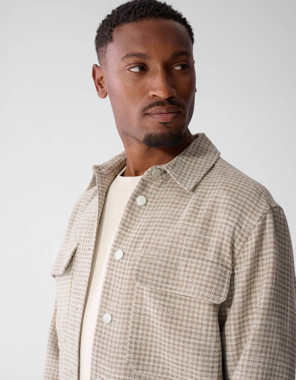 Melange Check Overshirt Zand SHOEBY MEN
