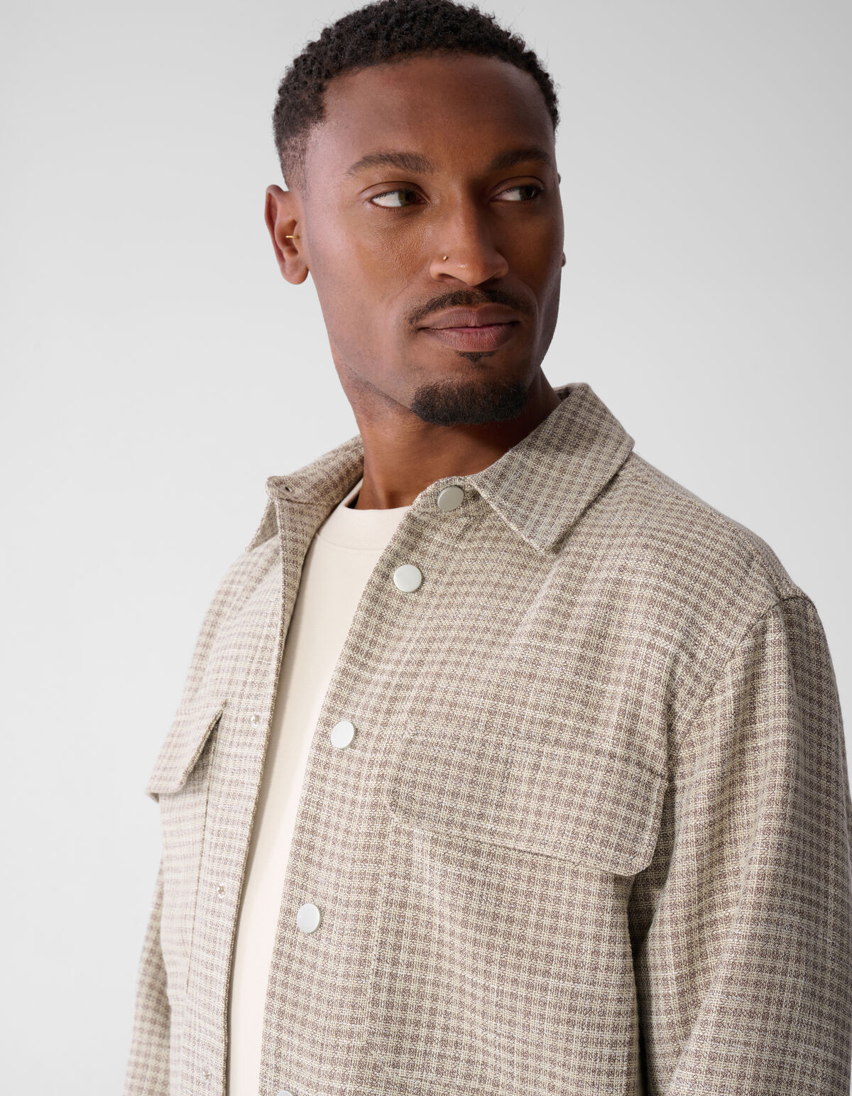 Melange Check Overshirt Zand SHOEBY MEN