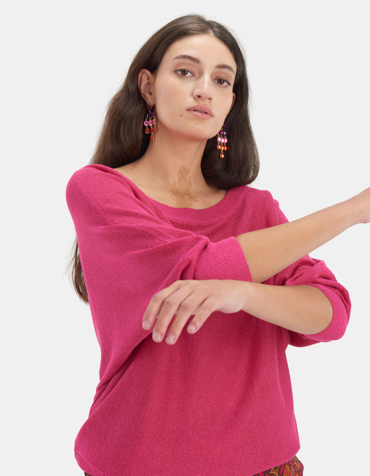 Glitter Vleermuismouwen Trui Roze EKSEPT