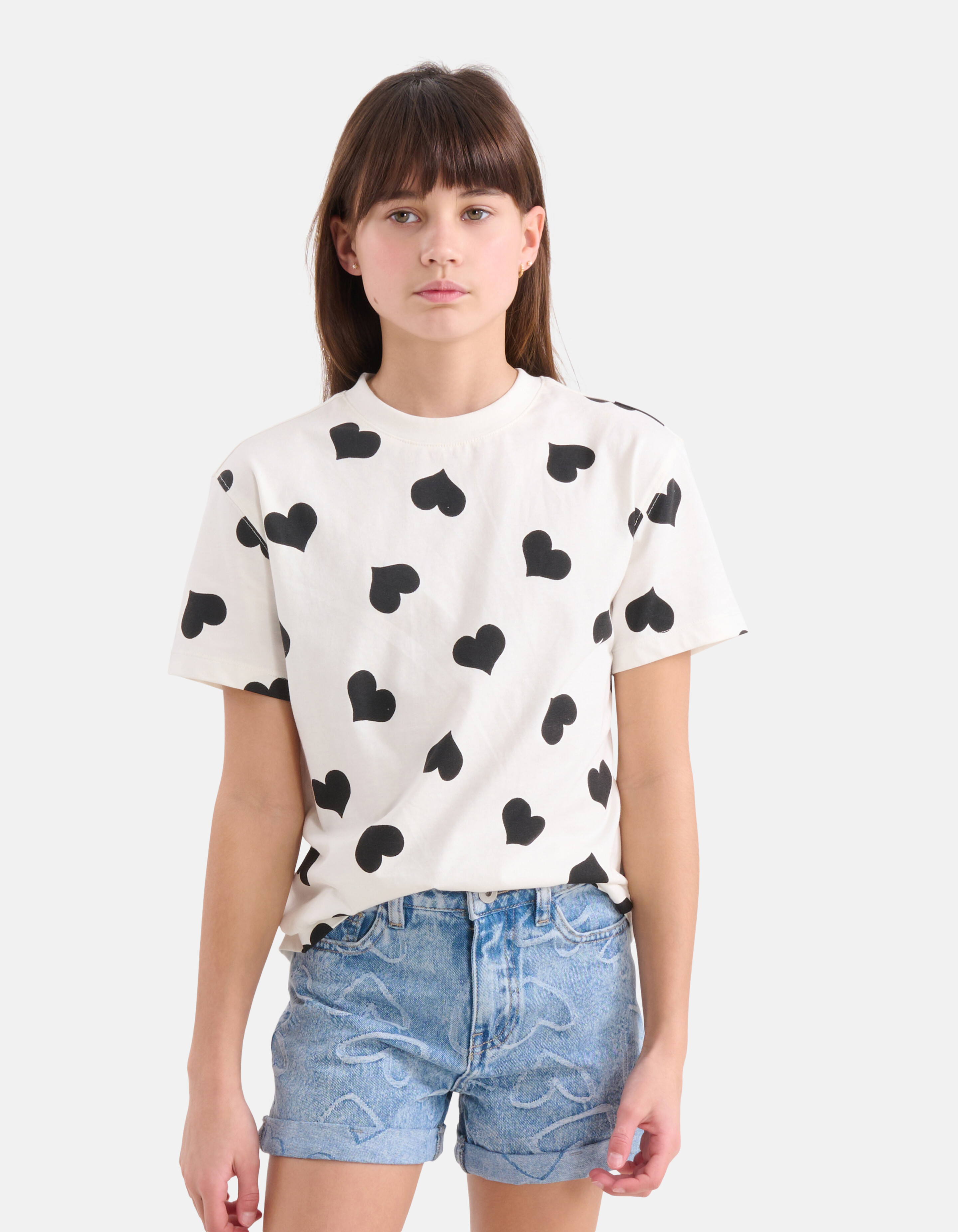 Oversized Hartjes Print T-shirt Wit SHOEBY GIRLS