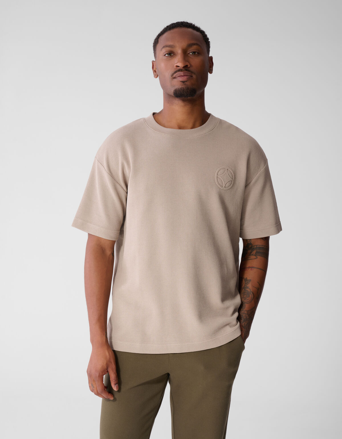 Waffle T-shirt Lichtbruin SHOEBY MEN