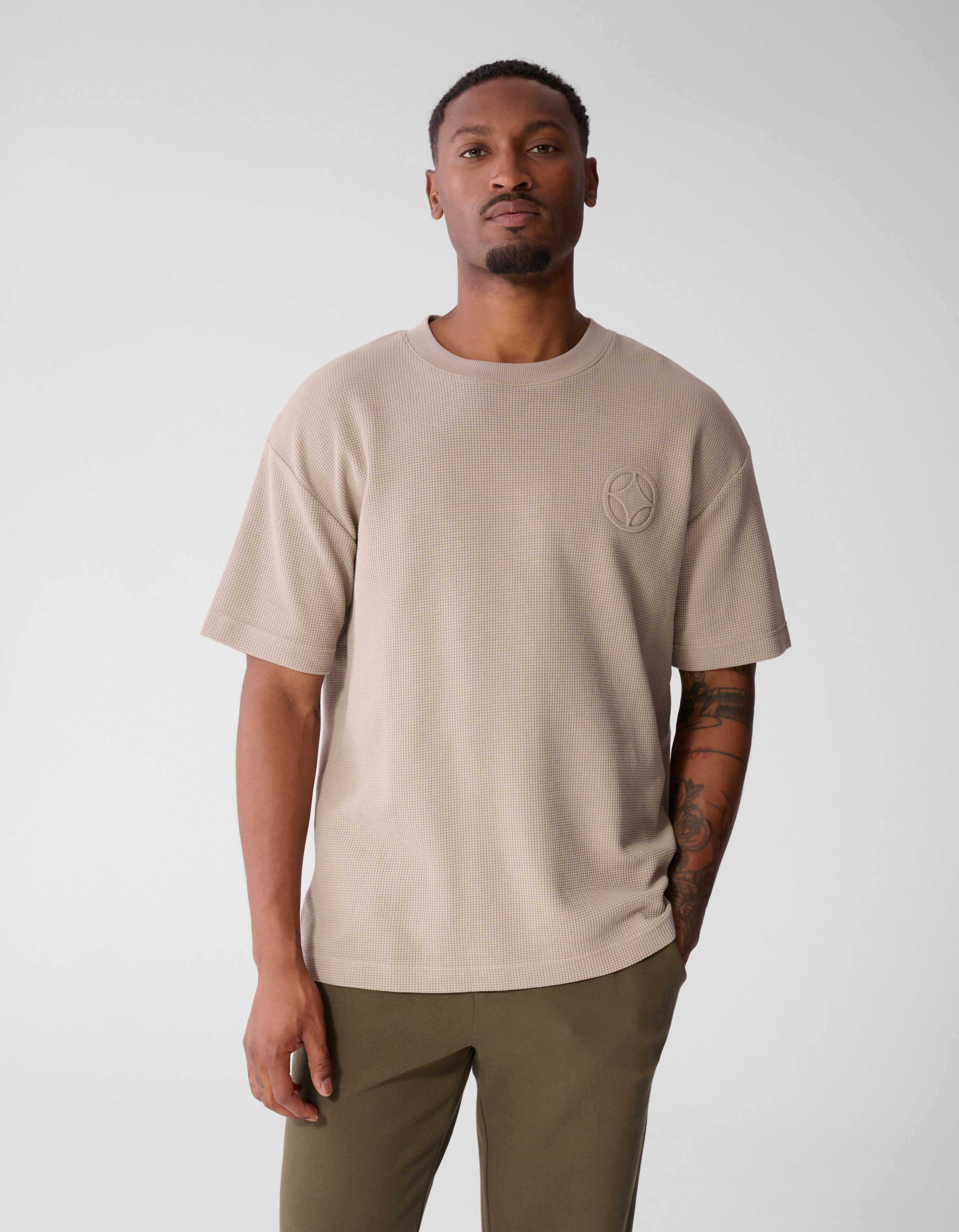 Waffle T-shirt Lichtbruin SHOEBY MEN