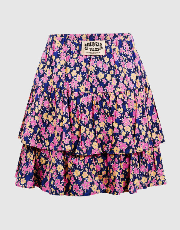 Flower Mini Rok Donkerblauw/Roze SHOEBY GIRLS