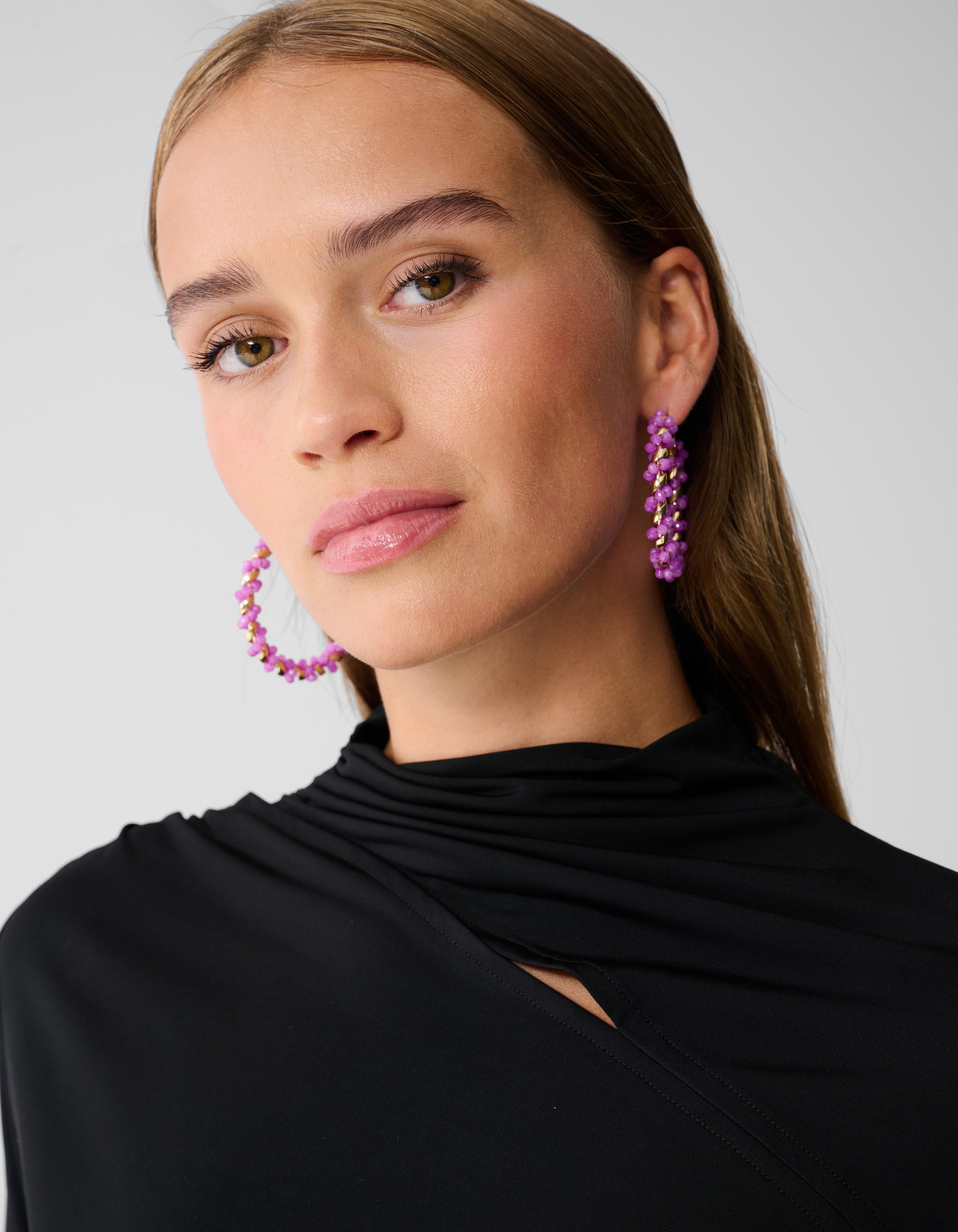 Twisted Beaded Hoop Oorbellen Lichtpaars SHOEBY ACCESSOIRES