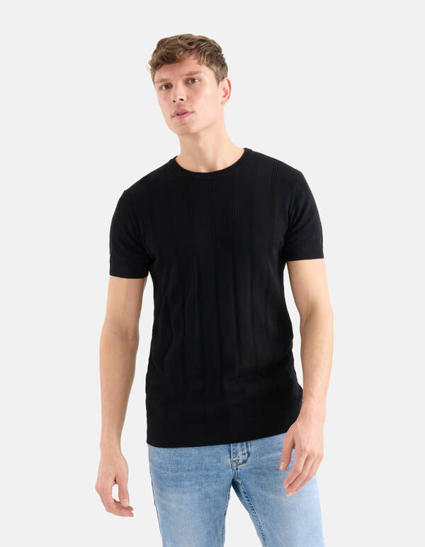 Gebreid T-shirt Zwart SHOEBY MEN