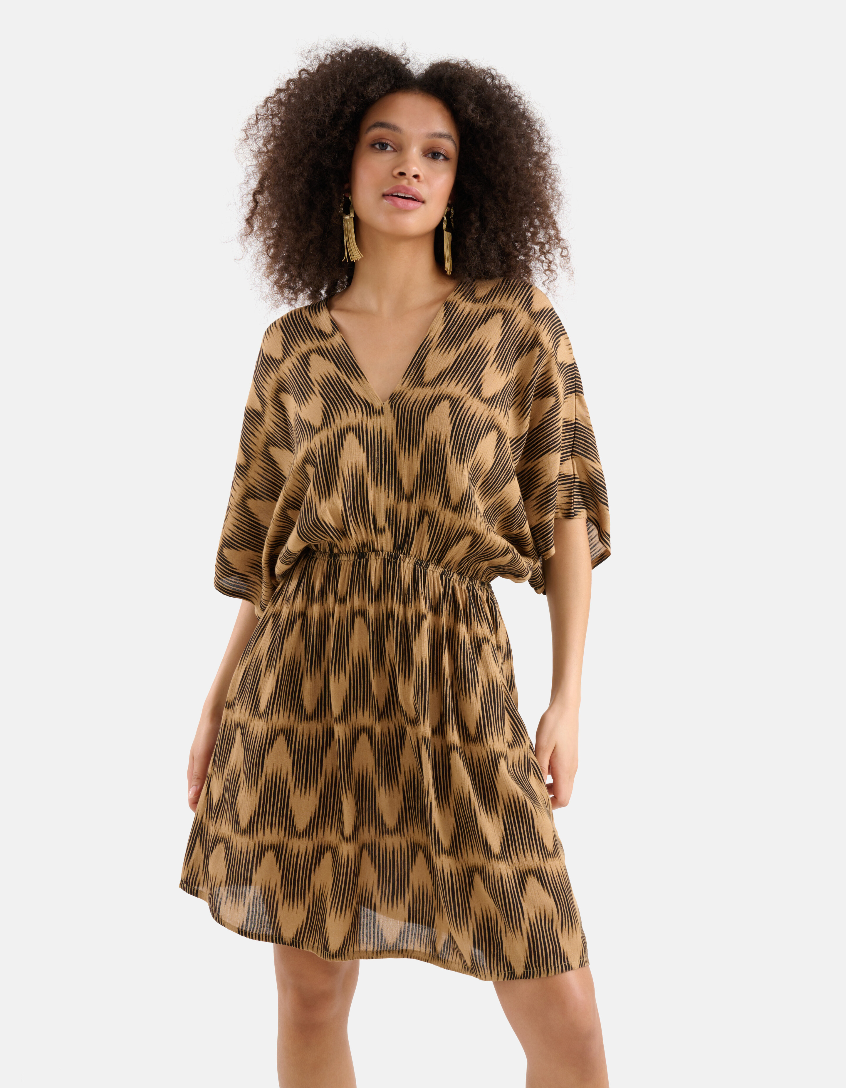 Crinkle Jurk Bruin SHOEBY WOMEN