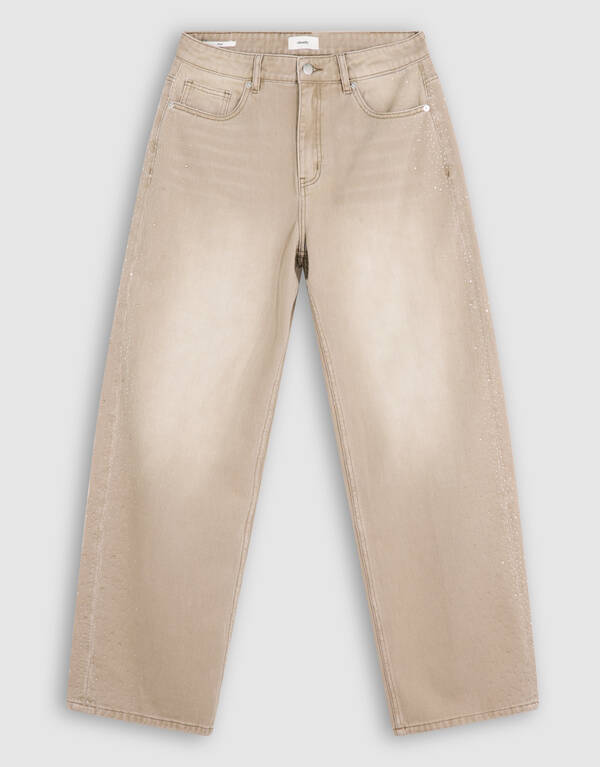Baggy Fit Strass Jeans Lichtbruin SHOEBY WOMEN