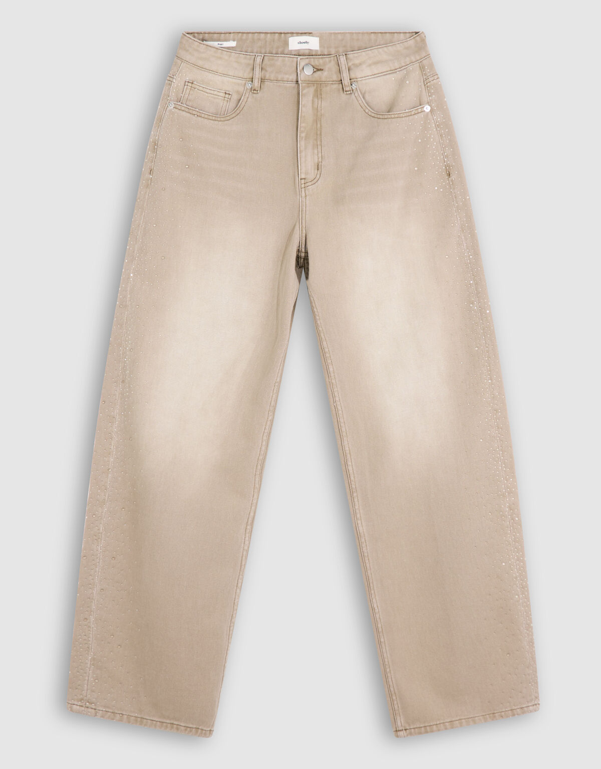 Baggy Fit Strass Jeans Lichtbruin SHOEBY WOMEN