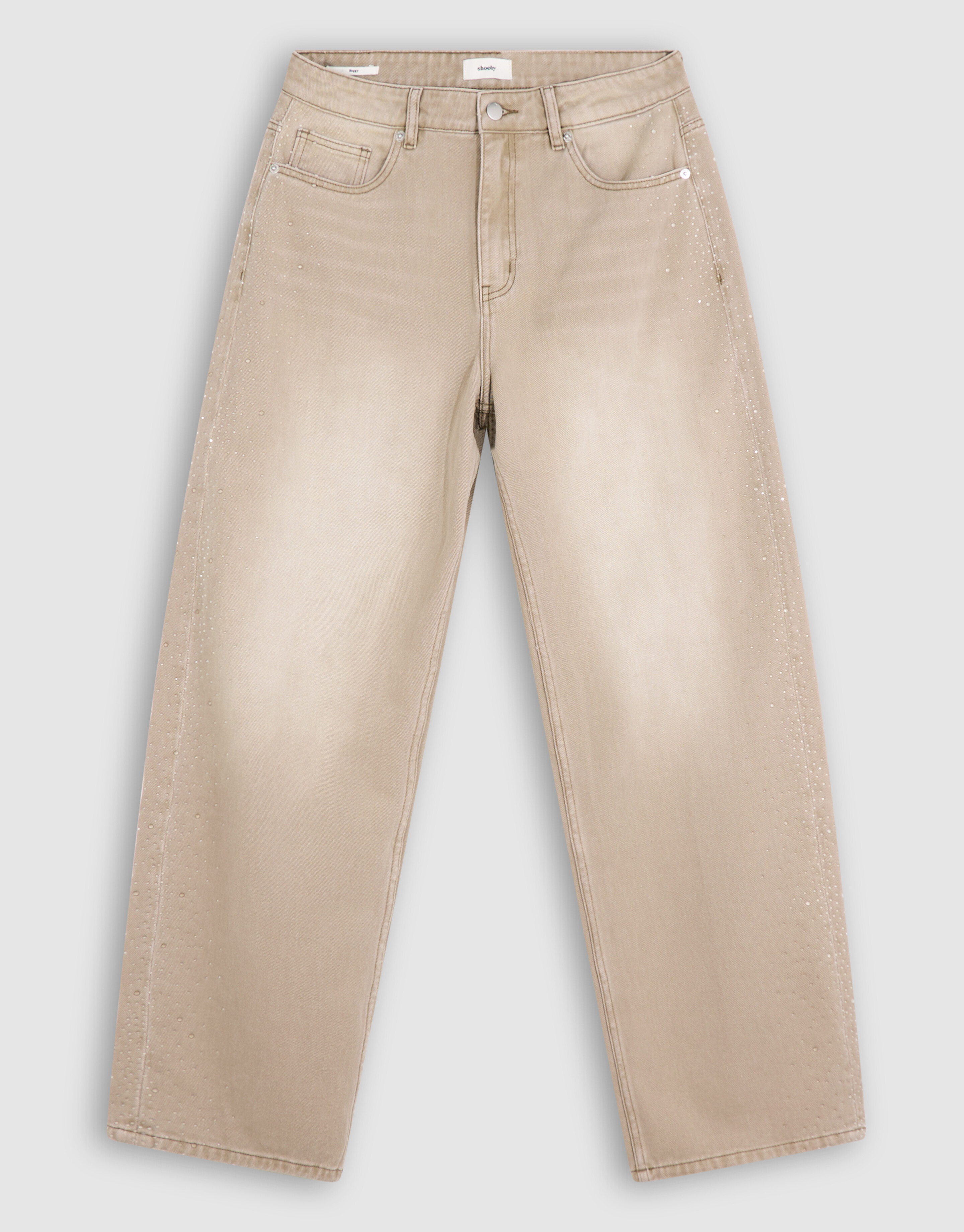 Baggy Fit Strass Jeans Lichtbruin SHOEBY WOMEN