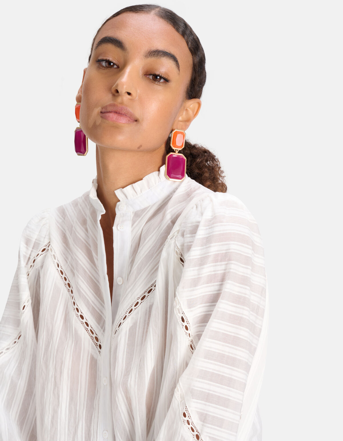 Gestreepte Blouse Gebroken Wit SHOEBY WOMEN