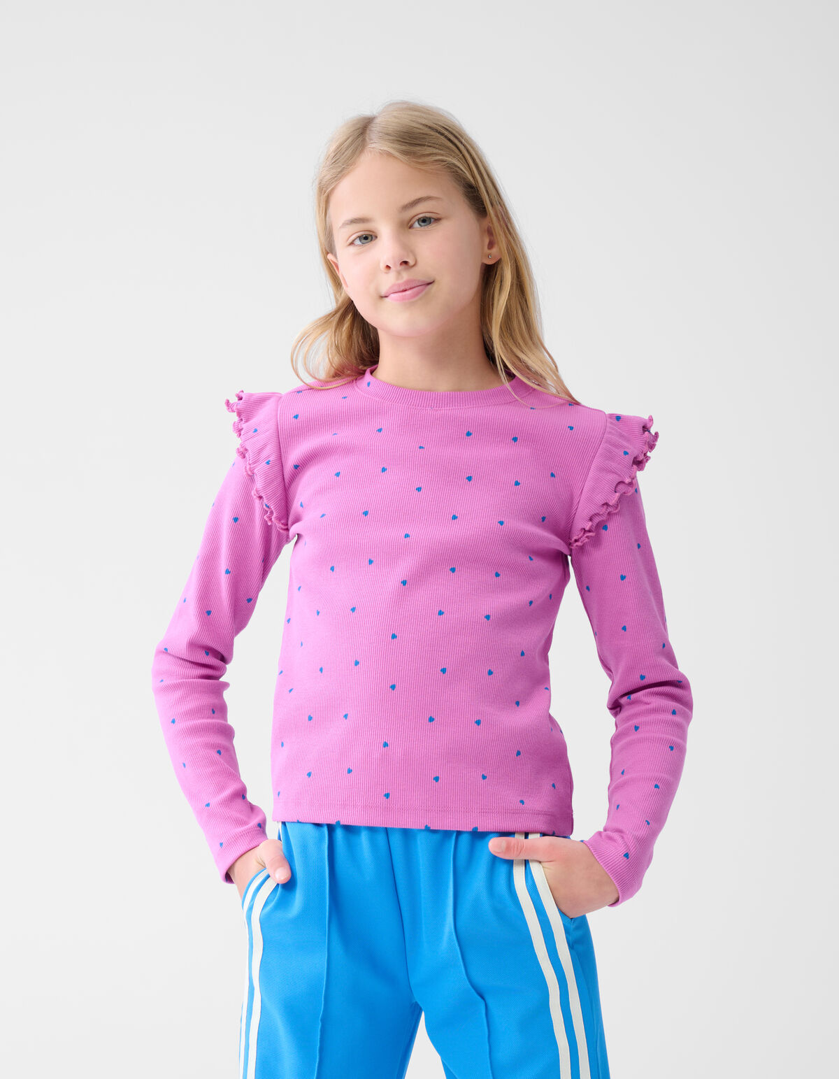Heart Ruffle Top Roze SHOEBY GIRLS
