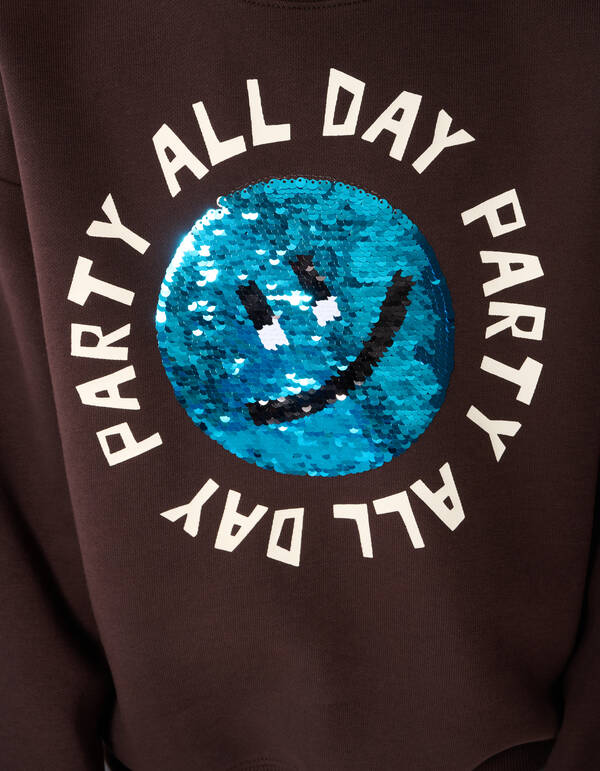 Party Smiley Sweater Donkerbruin SHOEBY BOYS