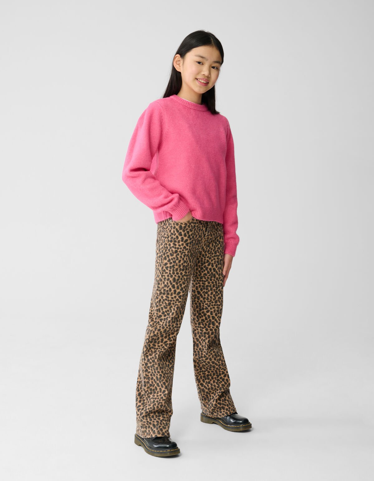 Leopard Straight Fit Broek Bruin SHOEBY GIRLS