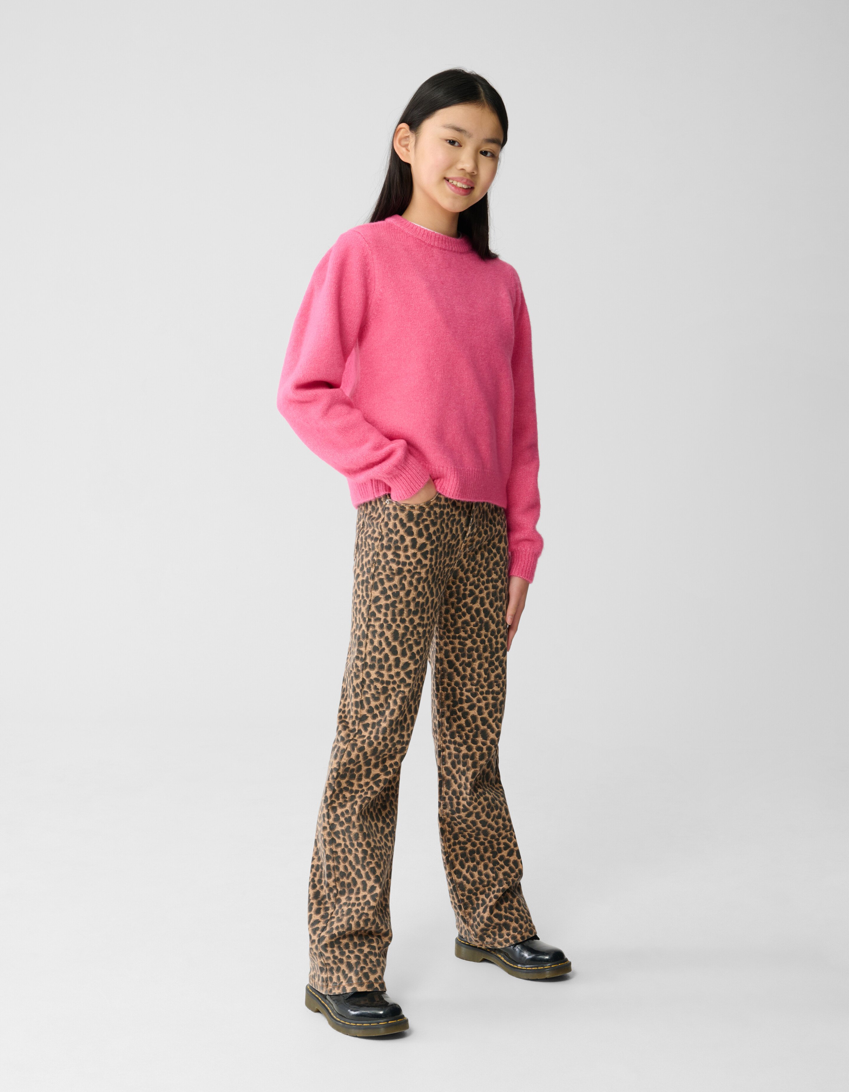 Leopard Straight Fit Broek Bruin SHOEBY GIRLS
