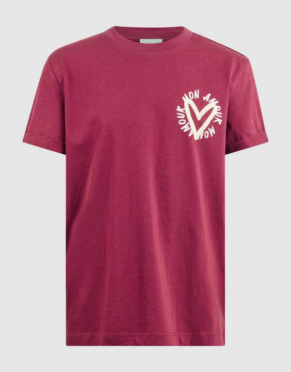 Mon Amour Artwork T-shirt Donkerrood SHOEBY GIRLS