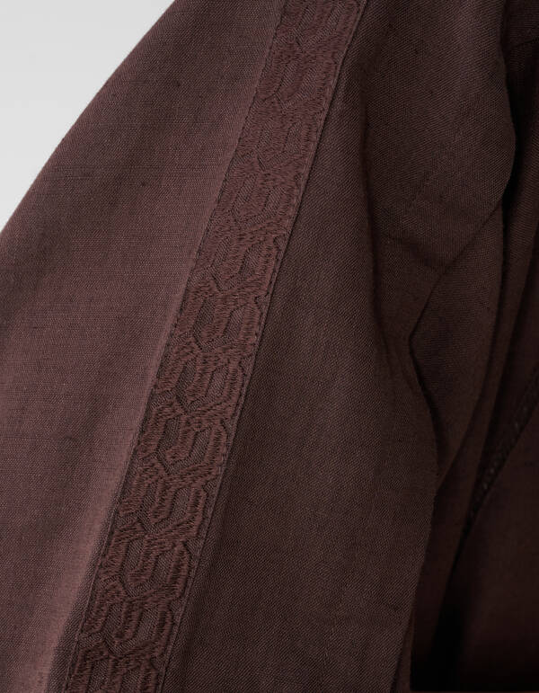 Pleated Embroidery Blouse Donkerbruin By Mieke SHOEBY WOMEN